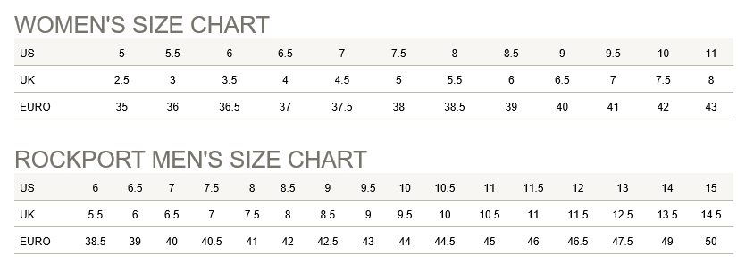 Rockport Men S Shoe Size Chart